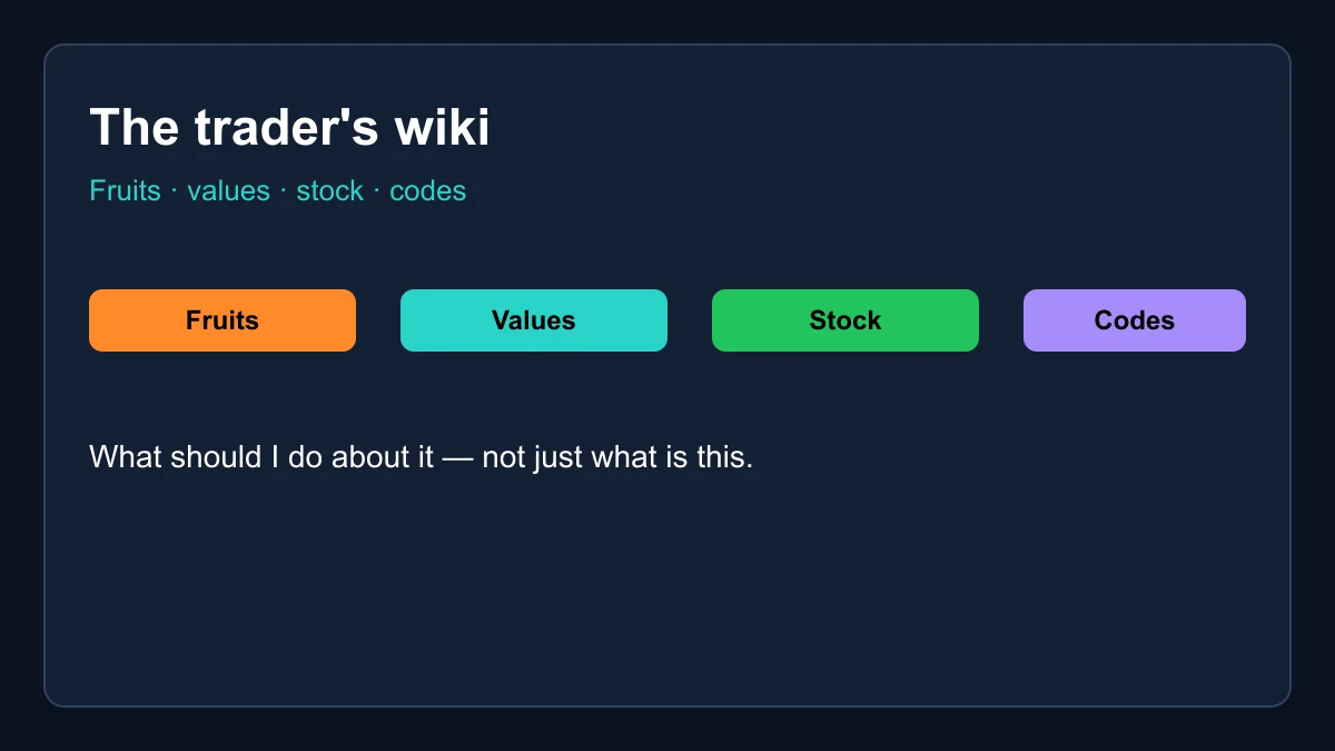 Blox Fruits wiki hub with fruits, values, stock and codes